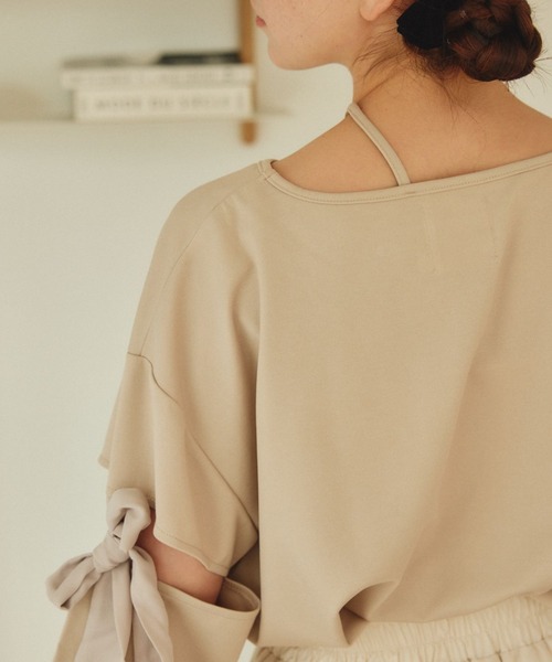 pomiii(ポミー)の「リボンショルダーロンT(Tシャツ/カットソー・レディース・グレイッシュベージュ/ブラック・FREE)」の17枚目の写真