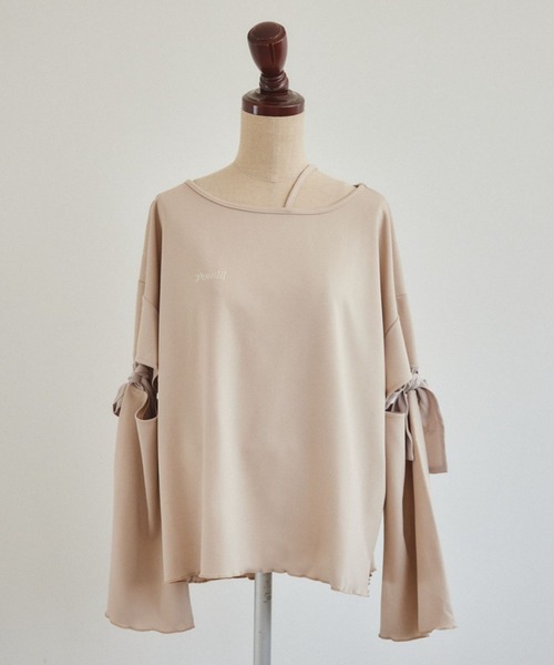 pomiii(ポミー)の「リボンショルダーロンT(Tシャツ/カットソー・レディース・グレイッシュベージュ/ブラック・FREE)」の19枚目の写真