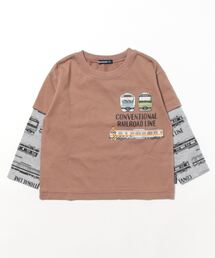 Moujonjon（ムージョンジョン）の「在来線電車レイヤード風長袖Tシャツ（Tシャツ/カットソー・キッズ）」