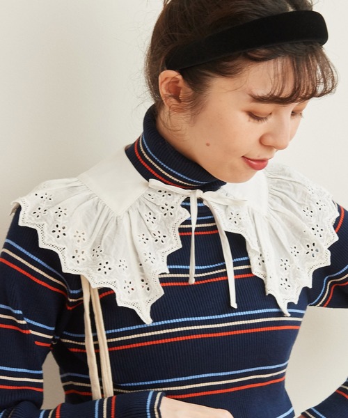 Dot＆Stripes CHILD WOMAN（ドットアンドストライプス　チャイルドウーマン）の「ブロード・レースBIG付け襟（付け襟・レディース・ホワイト・FREE）」の6枚目の写真