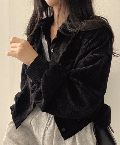 Burner（バーナー）の「【OKUOKU　0909】コーデュロイ ショート丈  ジャケット oku-outer-687534585929-22 U1（その他アウター・レディース・ライトグレー/ライトブラウン/ブラック・FREE）」の2枚目の写真