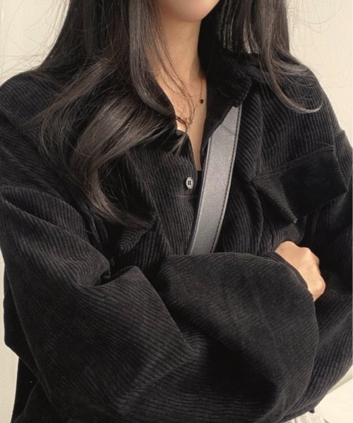 Burner（バーナー）の「【OKUOKU　0909】コーデュロイ ショート丈  ジャケット oku-outer-687534585929-22 U1（その他アウター・レディース・ライトグレー/ライトブラウン/ブラック・FREE）」の13枚目の写真