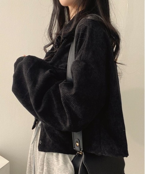 Burner（バーナー）の「【OKUOKU　0909】コーデュロイ ショート丈  ジャケット oku-outer-687534585929-22 U1（その他アウター・レディース・ライトグレー/ライトブラウン/ブラック・FREE）」の12枚目の写真