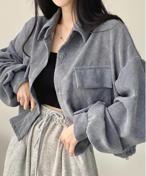Burner（バーナー）の「【OKUOKU　0909】コーデュロイ ショート丈  ジャケット oku-outer-687534585929-22 U1（その他アウター・レディース・ライトグレー/ライトブラウン/ブラック・FREE）」の11枚目の写真