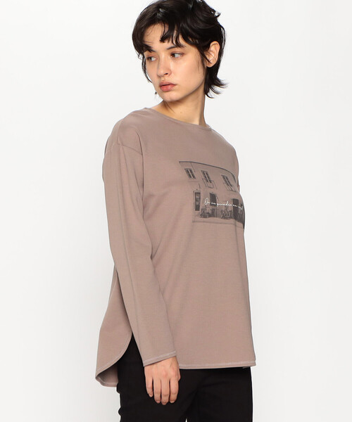COMME CA ISM(コムサイズム)の「フォトプリント プルオーバー(Tシャツ/カットソー・レディース・グレイッシュベージュ/ホワイト/モカ・M/L)」の3枚目の写真