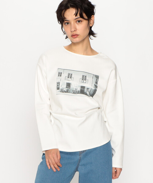 COMME CA ISM(コムサイズム)の「フォトプリント プルオーバー(Tシャツ/カットソー・レディース・グレイッシュベージュ/ホワイト/モカ・M/L)」の5枚目の写真
