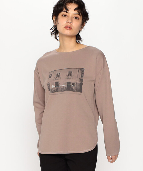 COMME CA ISM(コムサイズム)の「フォトプリント プルオーバー(Tシャツ/カットソー・レディース・グレイッシュベージュ/ホワイト/モカ・M/L)」の7枚目の写真
