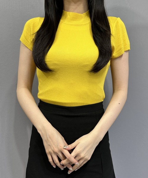 Silly（シリー）の「【韓国コーデに一枚♪】10color ハイネック ショートスリーブ ニットトップス（ニット/セーター・レディース・グリーン/レッド/ブラウン/ホワイト/ライトグリーン/パープル/イエロー/ライトブルー/ブラック/アイボリー・FREE）」の9枚目の写真