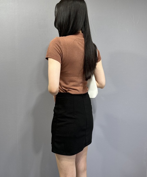 Silly（シリー）の「【韓国コーデに一枚♪】10color ハイネック ショートスリーブ ニットトップス（ニット/セーター・レディース・グリーン/レッド/ブラウン/ホワイト/ライトグリーン/パープル/イエロー/ライトブルー/ブラック/アイボリー・FREE）」の11枚目の写真