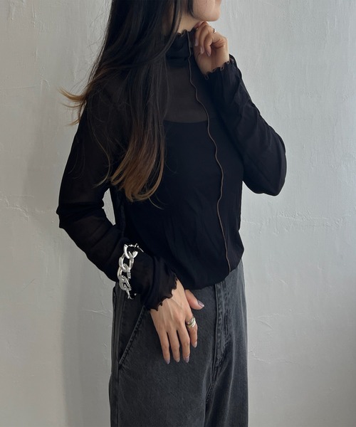 LBC（エルビーシー）の「配色メローシアーロンT A（Tシャツ/カットソー・レディース・グレー/ブラック/ホワイト・M）」の6枚目の写真