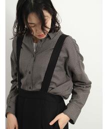 Samansa Mos2 blue | 刺繍入りチェックオーバーシャツ(シャツ/ブラウス)