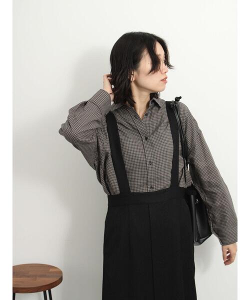 Samansa Mos2 blue(サマンサモスモスブルー)の「刺繍入りチェックオーバーシャツ(シャツ/ブラウス・レディース・ブラック/ブラウン/ネイビー・F)」の5枚目の写真