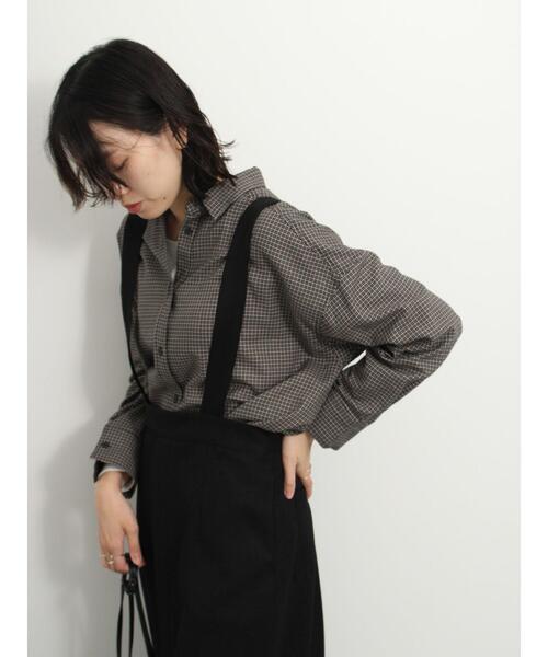 Samansa Mos2 blue(サマンサモスモスブルー)の「刺繍入りチェックオーバーシャツ(シャツ/ブラウス・レディース・ブラック/ブラウン/ネイビー・F)」の6枚目の写真