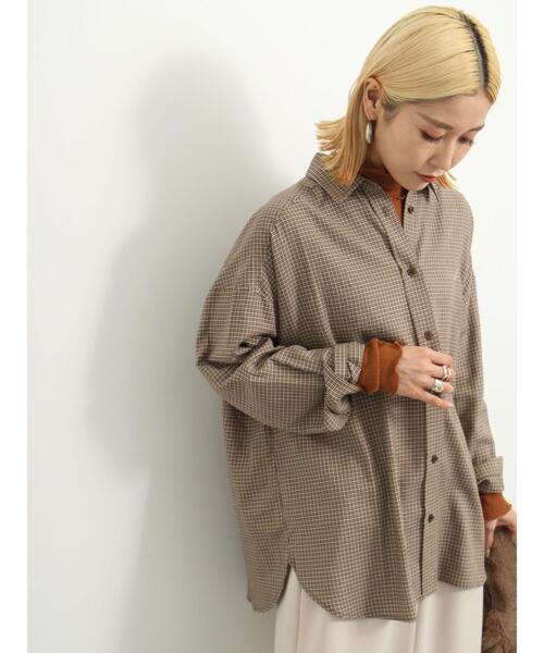 Samansa Mos2 blue(サマンサモスモスブルー)の「刺繍入りチェックオーバーシャツ(シャツ/ブラウス・レディース・ブラック/ブラウン/ネイビー・F)」の10枚目の写真