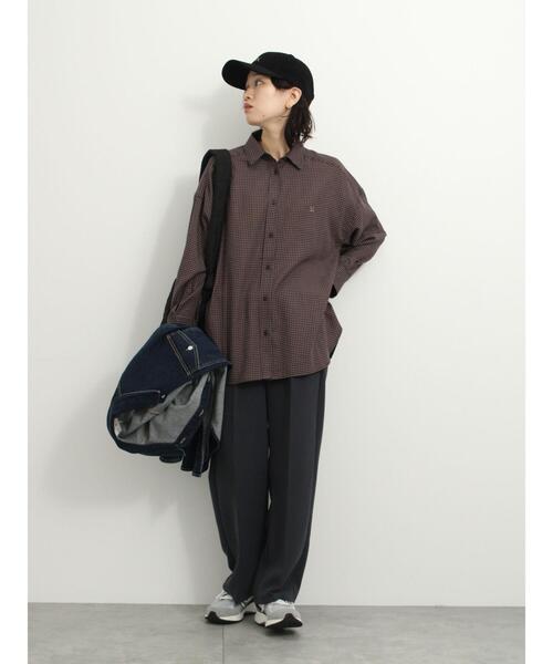 Samansa Mos2 blue(サマンサモスモスブルー)の「刺繍入りチェックオーバーシャツ(シャツ/ブラウス・レディース・ブラック/ブラウン/ネイビー・F)」の18枚目の写真