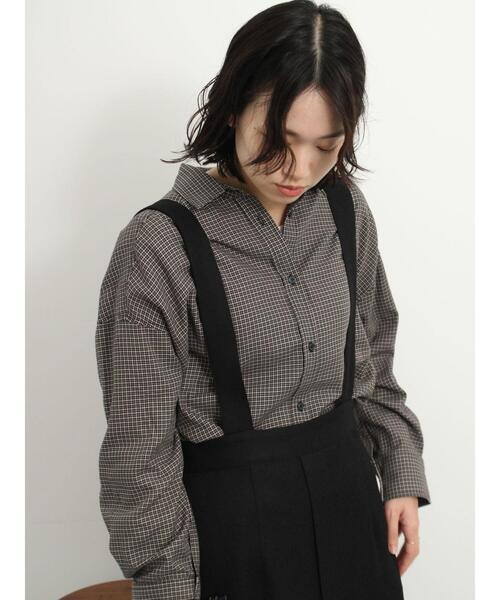 Samansa Mos2 blue(サマンサモスモスブルー)の「刺繍入りチェックオーバーシャツ(シャツ/ブラウス・レディース・ブラック/ブラウン/ネイビー・F)」の22枚目の写真