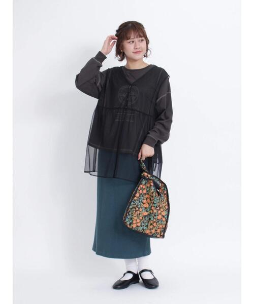 Samansa Mos2（サマンサ モスモス）の「◎前後着チュールジレ（ベスト・レディース・ブラック/オフホワイト・F）」の7枚目の写真