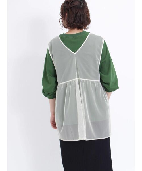 Samansa Mos2（サマンサ モスモス）の「◎前後着チュールジレ（ベスト・レディース・ブラック/オフホワイト・F）」の8枚目の写真