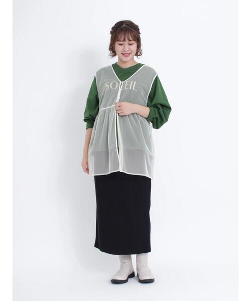 Samansa Mos2（サマンサ モスモス）の「◎前後着チュールジレ（ベスト・レディース・ブラック/オフホワイト・F）」の11枚目の写真