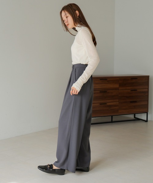 Bab（バブ）の「【S・M・Lサイズ展開あり】2タックセンタープレスストレートパンツ（スラックス・レディース・グレー/ホワイト系その他/ブラウン/ブラック・M/L/S）」の18枚目の写真