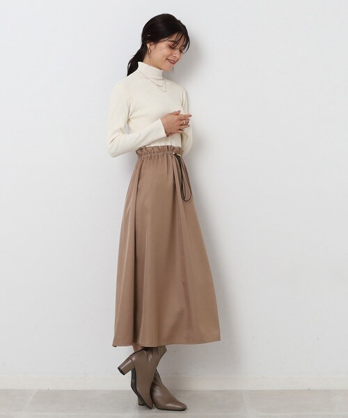 DRESKIP(ドレスキップ)の「◆ウエストドロスト ドッキングワンピース(ワンピース・レディース・サンドベージュ/ブラック/カーキ・02/03/04)」の1枚目の写真