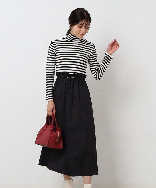 DRESKIP(ドレスキップ)の「◆ウエストドロスト ドッキングワンピース(ワンピース・レディース・サンドベージュ/ブラック/カーキ・02/03/04)」の2枚目の写真