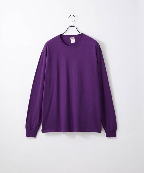FRUIT OF THE LOOM（フルーツオブザルーム）の「FRUIT OF THE LOOM / フルーツオブザルーム ベーシック クルーネック 長袖Tシャツ（Tシャツ/カットソー・メンズ・ネイビー/ブラウン/ダークベージュ/ブラック/グリーン/チャコール/ホワイト/マルーン/ヘザーグレー/パープル・S/M/L/XL）」の9枚目の写真
