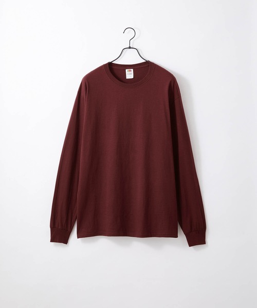 FRUIT OF THE LOOM（フルーツオブザルーム）の「FRUIT OF THE LOOM / フルーツオブザルーム ベーシック クルーネック 長袖Tシャツ（Tシャツ/カットソー・メンズ・ネイビー/ブラウン/ダークベージュ/ブラック/グリーン/チャコール/ホワイト/マルーン/ヘザーグレー/パープル・S/M/L/XL）」の10枚目の写真