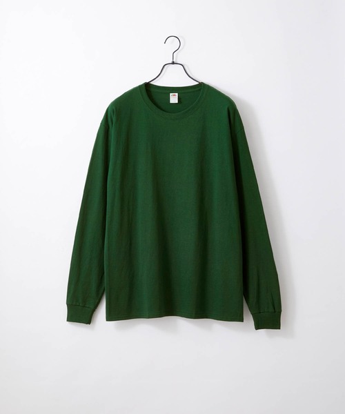 FRUIT OF THE LOOM（フルーツオブザルーム）の「FRUIT OF THE LOOM / フルーツオブザルーム ベーシック クルーネック 長袖Tシャツ（Tシャツ/カットソー・メンズ・ネイビー/ブラウン/ダークベージュ/ブラック/グリーン/チャコール/ホワイト/マルーン/ヘザーグレー/パープル・S/M/L/XL）」の7枚目の写真