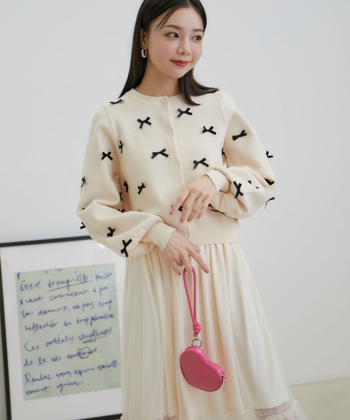 VIS（ビス）の「リボンニットカーディガン（カーディガン/ボレロ・レディース・グレー/キナリ/ブラック・FREE）」の19枚目の写真