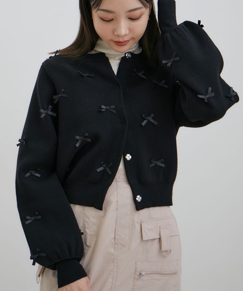 VIS（ビス）の「リボンニットカーディガン（カーディガン/ボレロ・レディース・グレー/キナリ/ブラック・FREE）」の16枚目の写真