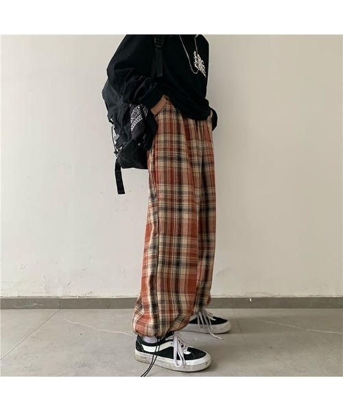 NO WAY（ノーウェイ）の「チェックパターン/ルーズワイドレッグパンツ（その他パンツ・メンズ・オレンジ/ブルー・LARGE）」の4枚目の写真