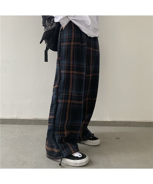 NO WAY（ノーウェイ）の「チェックパターン/ルーズワイドレッグパンツ（その他パンツ・メンズ・オレンジ/ブルー・LARGE）」の7枚目の写真