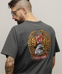 schott（ショット）の「Schott/ショット/T-SHIRT "EAGLE AND RIBBON EMB"/刺繍Tシャツ "イーグル アンド リボン"（Tシャツ/カットソー・メンズ）」