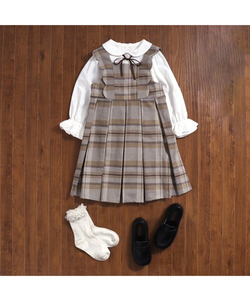 BREEZE フォーマル スカラップジャンスカ+フリルブラウス120 美品 BREEZE フォーマル スカラップジャンスカ+フリルブラウス120 美品