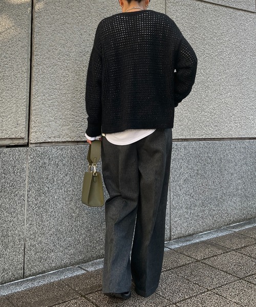 un dix cors（アンディコール）の「タックツイードワイドパンツ（スラックス・レディース・ダークグレー/ブラック・FREE）」の11枚目の写真