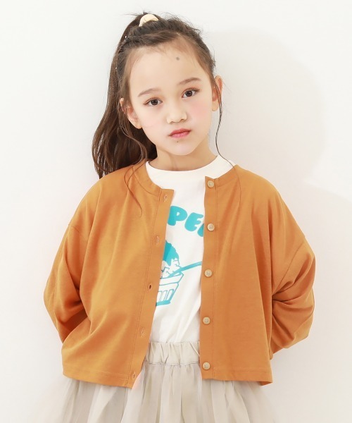 devirock（デビロック）の「UVカット ガールズ クルーネック カーディガン（カーディガン/ボレロ・キッズ・ブラック/パープル系4/ピンク系6/ベージュ/オレンジ系2/ホワイト/ライトグリーン/イエロー系1/杢グレー/グリーン系1・100cm/110cm/120cm/130cm/140cm/150cm/160cm）」の10枚目の写真