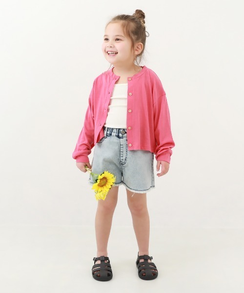 devirock（デビロック）の「UVカット ガールズ クルーネック カーディガン（カーディガン/ボレロ・キッズ・ブラック/パープル系4/ピンク系6/ベージュ/オレンジ系2/ホワイト/ライトグリーン/イエロー系1/杢グレー/グリーン系1・100cm/110cm/120cm/130cm/140cm/150cm/160cm）」の18枚目の写真