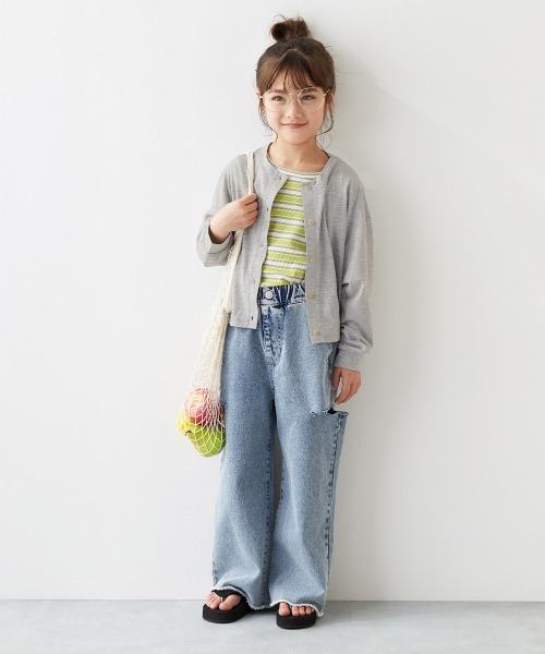 devirock（デビロック）の「UVカット ガールズ クルーネック カーディガン（カーディガン/ボレロ・キッズ・ブラック/パープル系4/ピンク系6/ベージュ/オレンジ系2/ホワイト/ライトグリーン/イエロー系1/杢グレー/グリーン系1・100cm/110cm/120cm/130cm/140cm/150cm/160cm）」の20枚目の写真