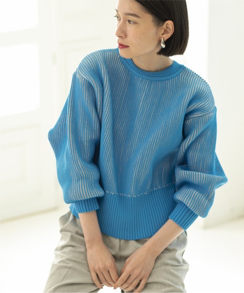 OPAQUE.CLIP（オペークドットクリップ）の「◆≪ヒルナンデス！で紹介≫ 2WAY 配色リブスポンディッシュニットカーディガン【洗濯機洗い可】（カーディガン/ボレロ・レディース・グレー系その他5/ホワイト系5/ブルー系4・36/38/40）」の3枚目の写真