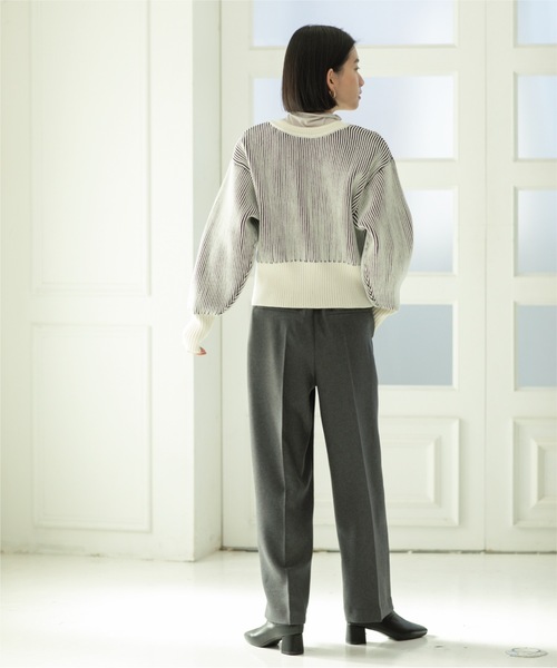 OPAQUE.CLIP（オペークドットクリップ）の「◆≪ヒルナンデス！で紹介≫ 2WAY 配色リブスポンディッシュニットカーディガン【洗濯機洗い可】（カーディガン/ボレロ・レディース・グレー系その他5/ホワイト系5/ブルー系4・36/38/40）」の9枚目の写真