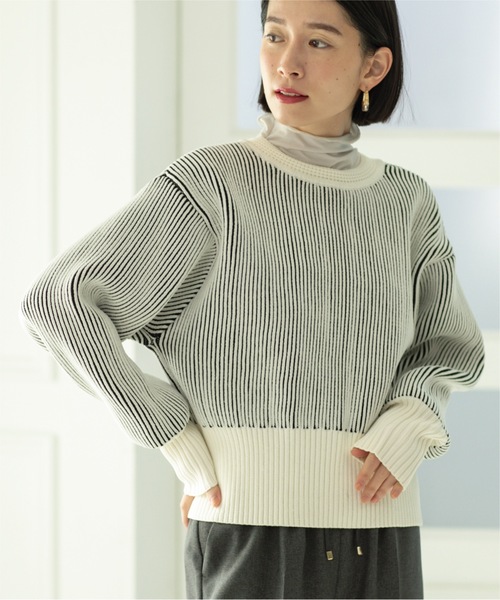 OPAQUE.CLIP（オペークドットクリップ）の「◆≪ヒルナンデス！で紹介≫ 2WAY 配色リブスポンディッシュニットカーディガン【洗濯機洗い可】（カーディガン/ボレロ・レディース・グレー系その他5/ホワイト系5/ブルー系4・36/38/40）」の13枚目の写真