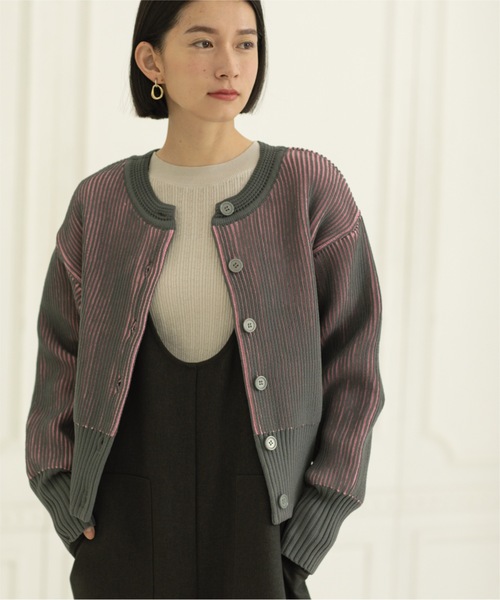 OPAQUE.CLIP（オペークドットクリップ）の「◆≪ヒルナンデス！で紹介≫ 2WAY 配色リブスポンディッシュニットカーディガン【洗濯機洗い可】（カーディガン/ボレロ・レディース・グレー系その他5/ホワイト系5/ブルー系4・36/38/40）」の17枚目の写真