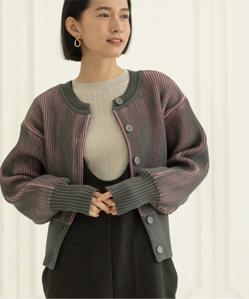 OPAQUE.CLIP（オペークドットクリップ）の「◆≪ヒルナンデス！で紹介≫ 2WAY 配色リブスポンディッシュニットカーディガン【洗濯機洗い可】（カーディガン/ボレロ・レディース・グレー系その他5/ホワイト系5/ブルー系4・36/38/40）」の20枚目の写真