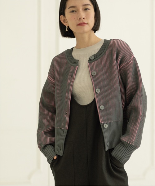 OPAQUE.CLIP（オペークドットクリップ）の「◆≪ヒルナンデス！で紹介≫ 2WAY 配色リブスポンディッシュニットカーディガン【洗濯機洗い可】（カーディガン/ボレロ・レディース・グレー系その他5/ホワイト系5/ブルー系4・36/38/40）」の19枚目の写真