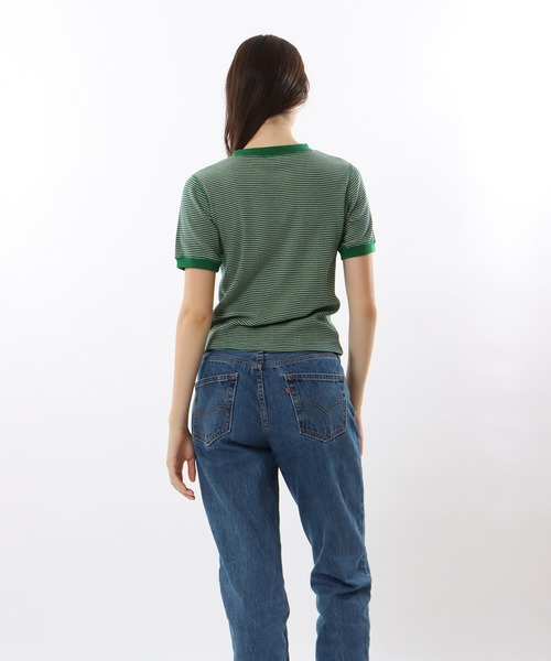 Champion(チャンピオン)の「【Champion/チャンピオン】レディース ボーダーショートスリーブTシャツ(Tシャツ/カットソー・レディース・オレンジ/ブルー系その他/グリーン・LARGE/MEDIUM)」の7枚目の写真