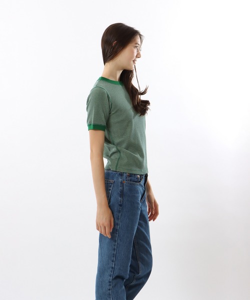 Champion(チャンピオン)の「【Champion/チャンピオン】レディース ボーダーショートスリーブTシャツ(Tシャツ/カットソー・レディース・オレンジ/ブルー系その他/グリーン・LARGE/MEDIUM)」の8枚目の写真