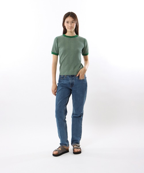 Champion(チャンピオン)の「【Champion/チャンピオン】レディース ボーダーショートスリーブTシャツ(Tシャツ/カットソー・レディース・オレンジ/ブルー系その他/グリーン・LARGE/MEDIUM)」の9枚目の写真
