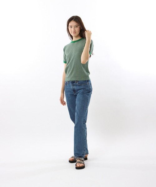 Champion(チャンピオン)の「【Champion/チャンピオン】レディース ボーダーショートスリーブTシャツ(Tシャツ/カットソー・レディース・オレンジ/ブルー系その他/グリーン・LARGE/MEDIUM)」の10枚目の写真
