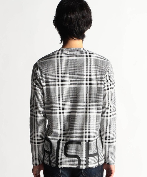 HIDEAWAYS NICOLE（ハイダウェイニコル）の「ビッグロゴ長袖Tシャツ（Tシャツ/カットソー・メンズ・チェック/オフホワイト/アッシュグレー/ブラック・MEDIUM/LARGE/X-LARGE）」の6枚目の写真